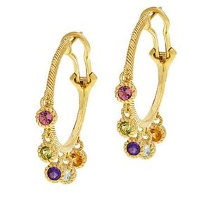 Judith Ripka Sterling Silver Gemstone Hoop Earring